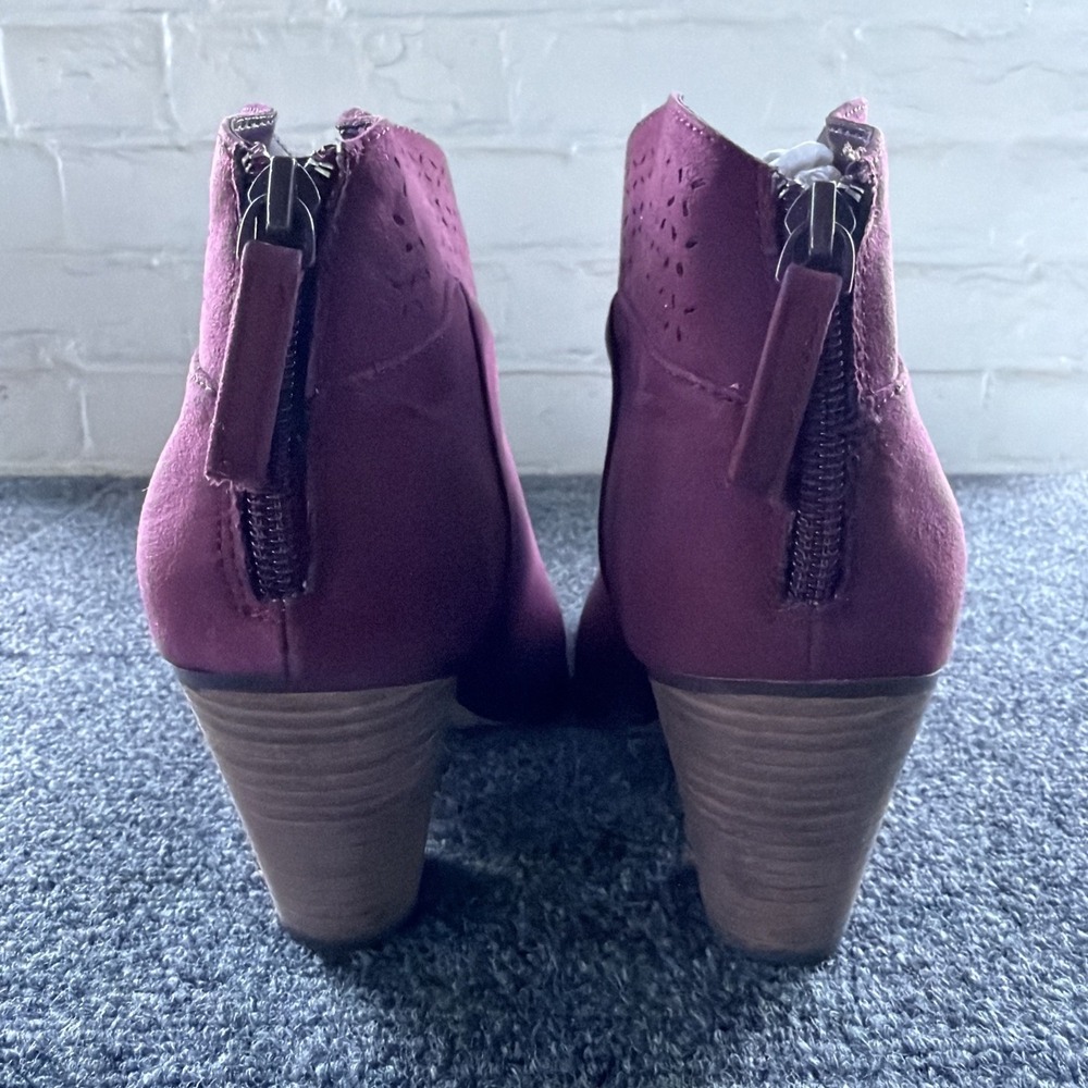 Violet & Red Womens Boots Jackson Booties Sz 8.5 Burgundy Red Heeled Ankle New - Picture 5 of 6